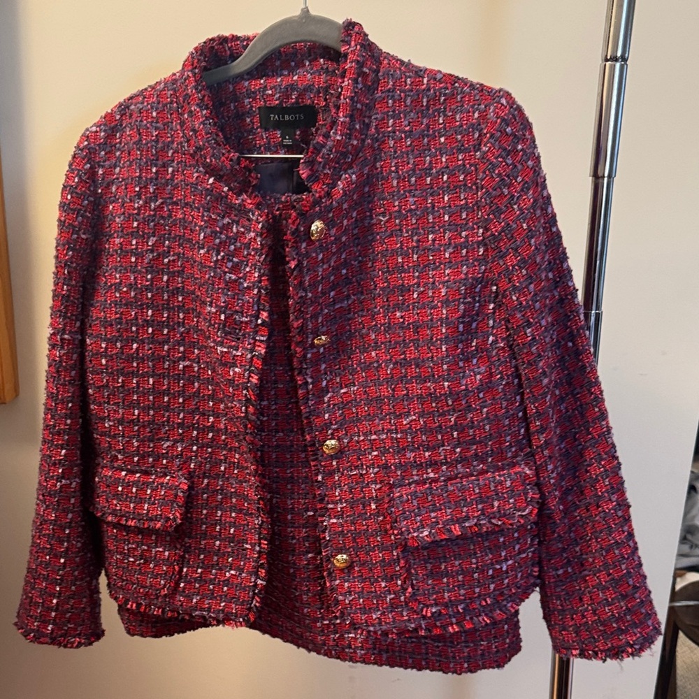 Talbots Women's Crimson Tweed Blazer and Skirt SET